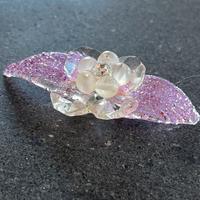 Decorazione vetro fiore foglie rosa