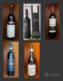 lotto "cantinetta" 5 bottiglie vino 