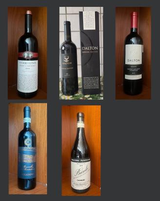 lotto "cantinetta" 5 bottiglie vino 