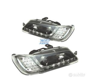 FARI PEUGEOT 306 93-97 LUCE DIURNA A LED FONDO NER