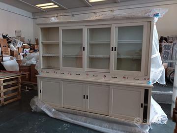 Credenza in teak color crema 4 ante scorrevoli