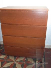 Cassettiera Ikea Malm marrone 4 cassetti 