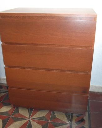 Cassettiera Ikea Malm marrone 4 cassetti 