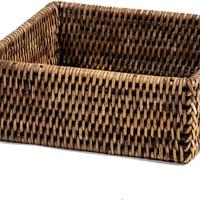 cestino quadrato in rattan H&H 19x19x6,5 cm