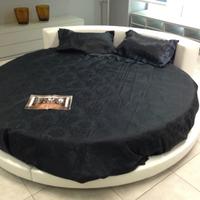 Letto rotondo in Ecopelle bianca