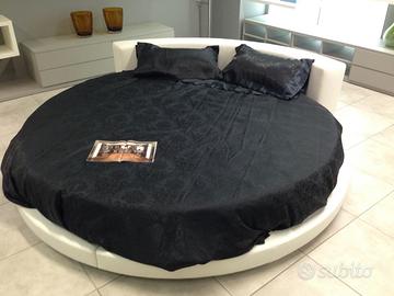 Letto rotondo in Ecopelle bianca