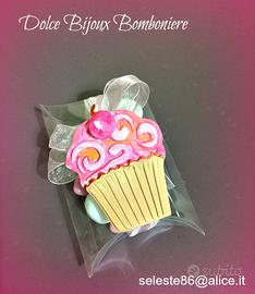 Bomboniera bimba ragazza cupcake fimo rosa