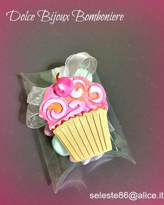 Bomboniera bimba ragazza cupcake fimo rosa