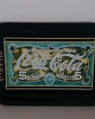 Vassoio Coca-Cola vintage verde scuro 17x11,5 cm