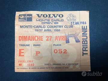 Ticket Monte Carlo Country Club open’86 27/4/1986
