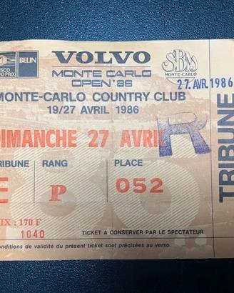 Ticket Monte Carlo Country Club open’86 27/4/1986