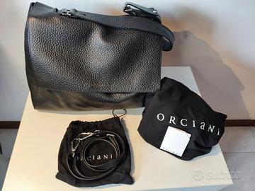 Borsa postina Orciani grande in pelle nera 