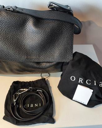 Borsa postina Orciani grande in pelle nera 