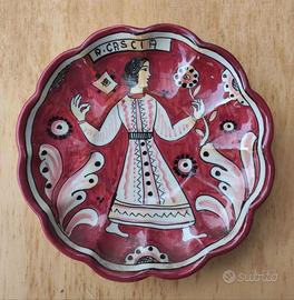 Piatto Ceramica Santucci Deruta Vintage R. Cascia