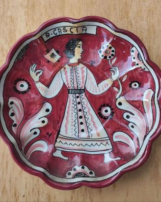 Piatto Ceramica Santucci Deruta Vintage R. Cascia