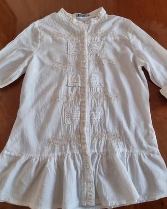 Camicia Albigirl bohoo con ricami tg XS bianca
