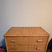 Guardaroba  + Cassettiera + Comodini Vimini/Rattan