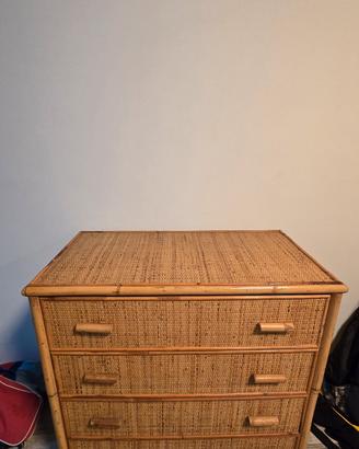 Guardaroba  + Cassettiera + Comodini Vimini/Rattan