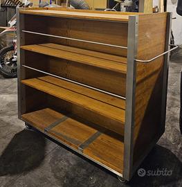 Carrello industriale bar legno e acciaio