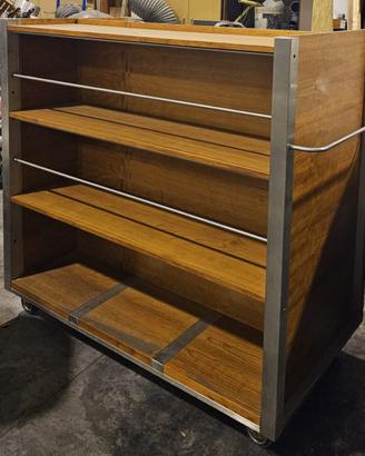 Carrello industriale bar legno e acciaio