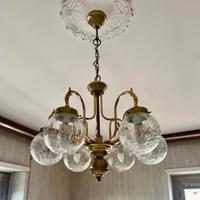 lampadario a 6 luci con sfere in vetro soffiato
