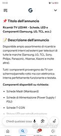 Titolo dell'annuncio  Ricambi TV LED/4K - Schede,