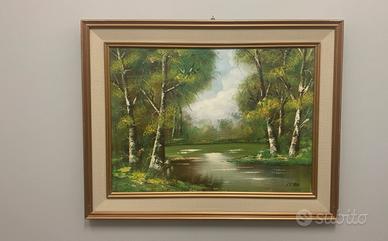 Quadro olio su tela paesaggistico Fasani