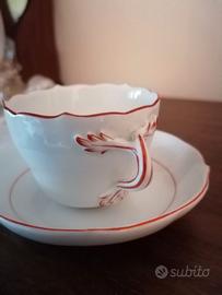 Tazzina e piattino in porcellana Meissen bianco/ro