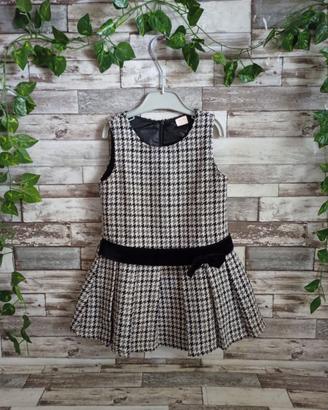 ABITO SMANICATO BIMBA 3-4 ANNI PIED DE POULE