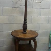 Tavolino lampada legno tondo epoca