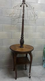 Tavolino lampada legno tondo epoca