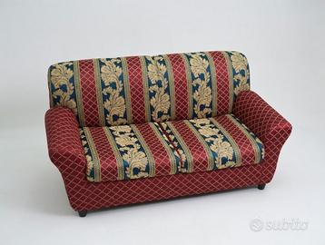 Divano 2 posti fantasia barocca bordeaux e oro