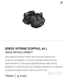 Borse INTERNE valigie alluminio Triumph Tiger