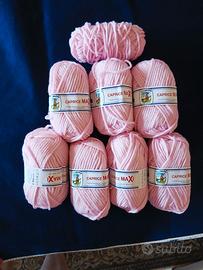 7 gomitoli  nuovi rosa caprice maxi  piu rimanenza