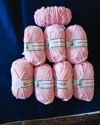 7 gomitoli  nuovi rosa caprice maxi  piu rimanenza