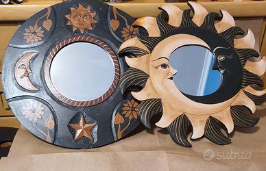 2 specchi sole luna realizzati a mano in Indonesia