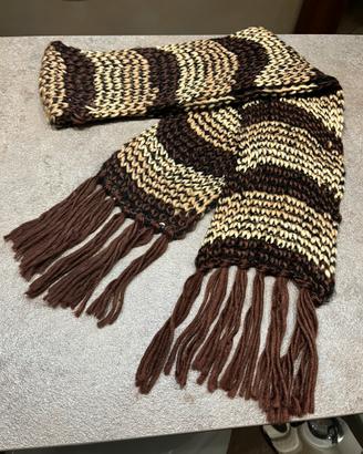 Sciarpa in lana morbida marrone e beige