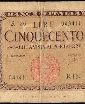 500 Lire Italia ornata di spighe Medusa