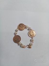 bracciale vintage con perle e monete 