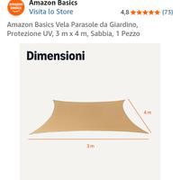Vela parasole NUOVA color sabbia 3*4mt