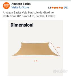 Vela parasole NUOVA color sabbia 3*4mt