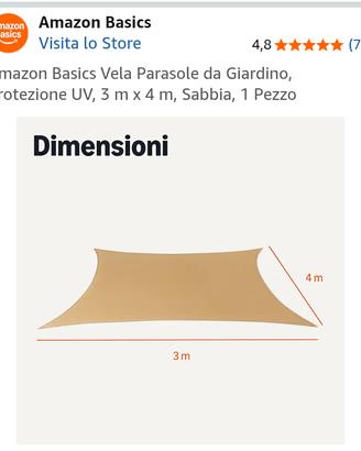 Vela parasole NUOVA color sabbia 3*4mt