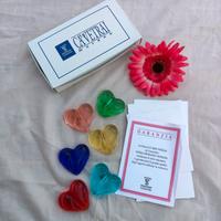 Set sei cuoricini segnaposto in vetro di murano.