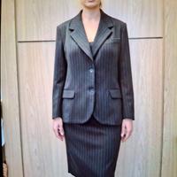 Tailleur grigio gessato misto lana tg. 46