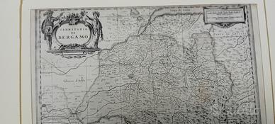 stampa antica rarissima territorio Bergamo 