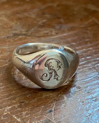 Anello argento 925 incisione a mano lettera R