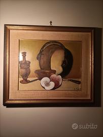 Quadro Still Life Olio su Tavola 