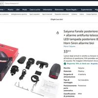 Fanalino per Bike con Claxon e Sirena antifurto