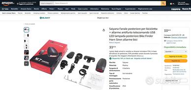 Fanalino per Bike con Claxon e Sirena antifurto