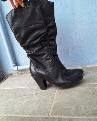 Stivali cowboy vera pelle nera 37 e mezzo